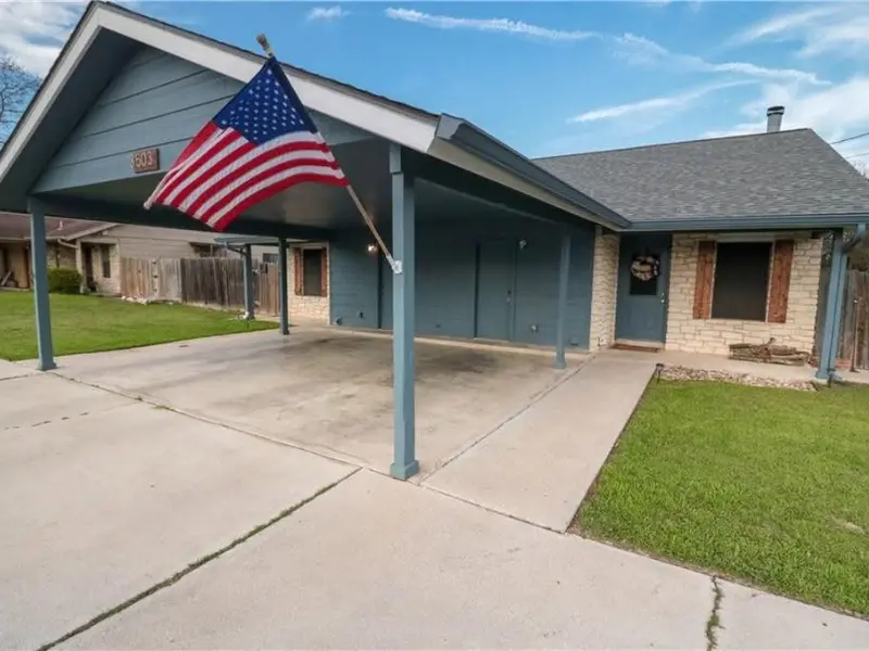 Blue American House in Austin Texas